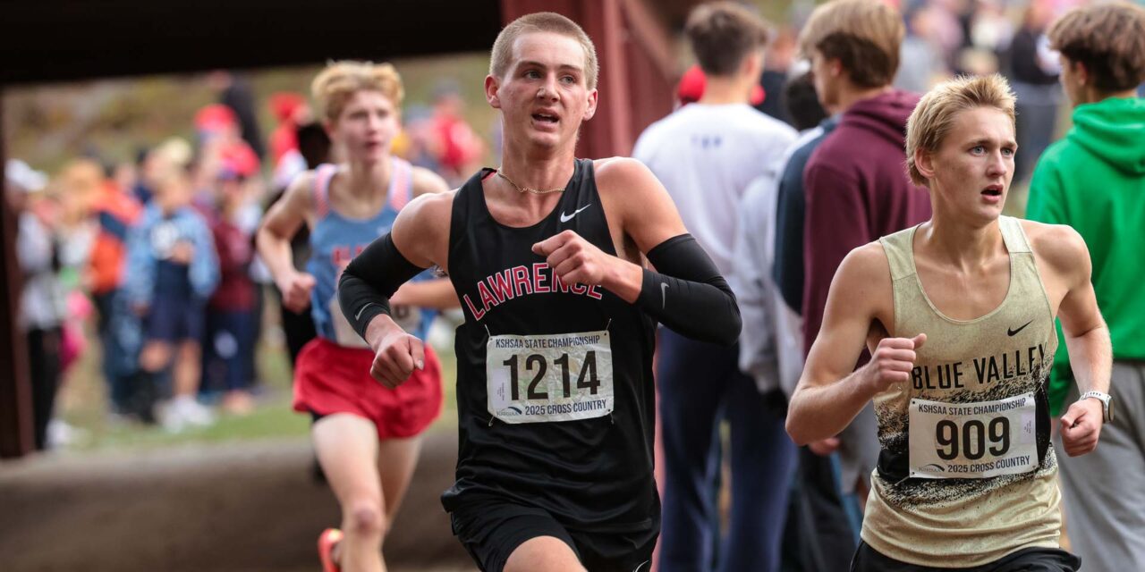 Lawrence’s Schwartz picks “best parts” of previous races to take 7th at state, positions himself near top of next year’s 6A returners; Garrett sings ‘bye-bye’ to high school XC career with her 38th-place finish in 1st, final state outing